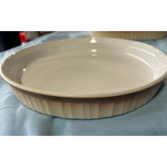 Corning Ware Brown French Bisque 10-1/4" Round Quiche Pie Baking Dish - Picture 2 of 5